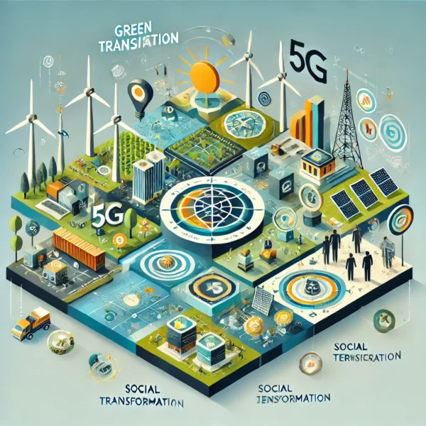 ilustración conceptual moderna que representa los Ejes Estratégicos del Plan de Recuperación, Transformación y Resiliencia.